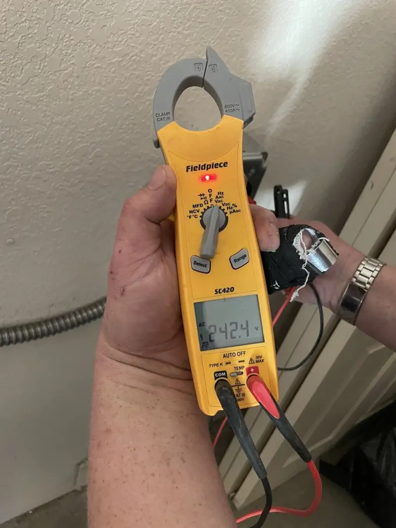 Voltage testing with clamp meter during Generator Installation in Olivehurst